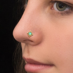 Surgical Steel Nose Screw Stud Opal, Nose Bone Stud, Nose Stud Screw, Nose Ring, Nostril Piercing, Nose Jewelry 22g 20g 18g 16g