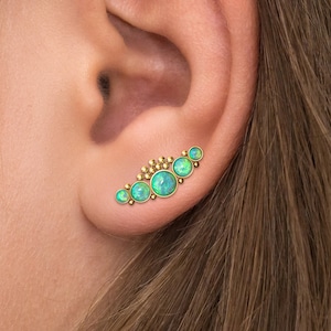 Up The Ear Earrings Surgical Steel, Opal Ear Climber Earrings, Vine Earrings, Ear Pin, Ear Sweep, Climbing Earring, Curved Stud Earring