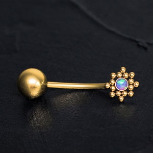 Opal Belly Ring Surgical Steel, Navel Jewelry, Belly Button Jewelry, Curved Barbell Earring, Belly Jewelry, Body Piercing Jewelry