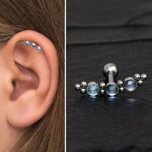 Curved Bar Piercing Surgical Steel, Cartilage Curved Stud Earring CZ, Cartilage Piercing, Barbell Earring, Helix Earring, Helix Stud