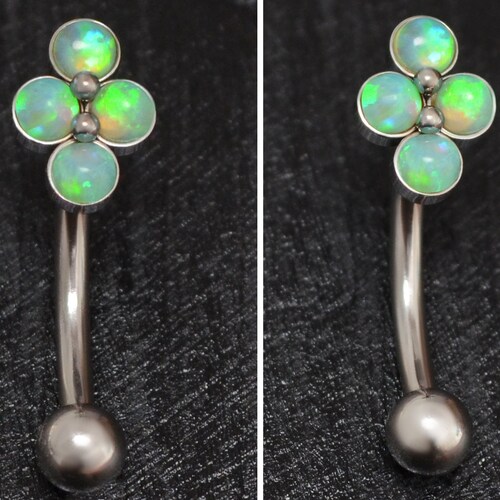 Opal Rook Piercing Titanium Rook Barbell Ring Implant Grade Etsy