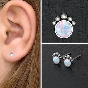 Tiny Stud Earrings Implant Grade Titanium, Opal Post Earrings Minimalist, Everyday Earring Studs, Push Back Earrings, Shape Earrings