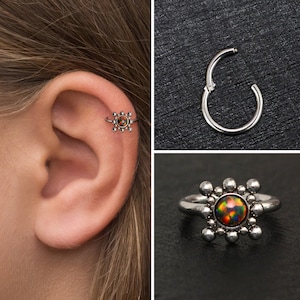 Kolczyki Forward Helix z tytanu, kolczyki Opal Tragus 18g 16g, pierścień do chrząstki, kolczyki Tragus Clicker, kolczyki Rook Hoop, kolczyki Conch