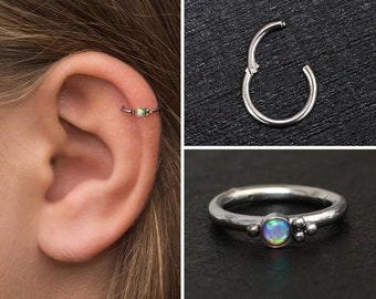 Titan Tragus Ohrring Hoop, Opal Knorpel Piercing, Rook Piercing Implant Grade, weiter vorne Helix Piercing, Conch Piercing, Clicker Hoop