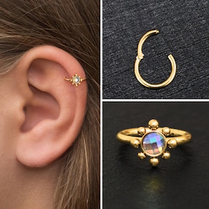 Forward Helix Earring Surgical Steel, CZ Tragus Earring, Cartilage Ring, Tragus Clicker Earring, Rook Earring Hoop, Conch Earring