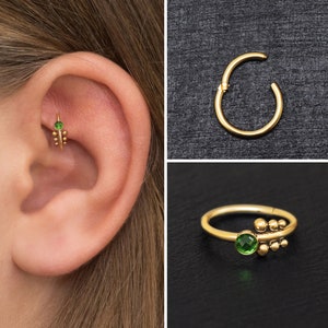 Surgical Steel Tragus Earring Hoop, CZ Cartilage Piercing, Rook Piercing, Forward Helix Piercing, Conch Piercing, Rook Clicker Hoop