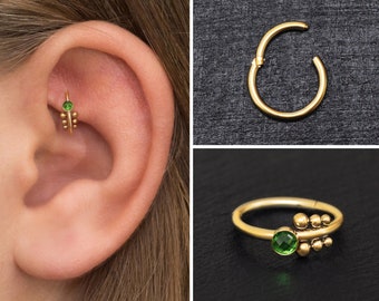 Surgical Steel Tragus Earring Hoop, CZ Cartilage Piercing, Rook Piercing, Forward Helix Piercing, Conch Piercing, Rook Clicker Hoop