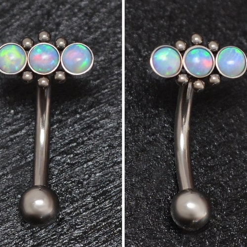 Opal Rook Piercing Titanium Rook Barbell Ring Implant Grade Etsy