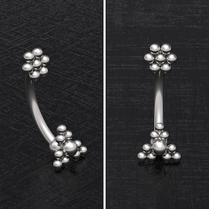 Piercing de ombligo de acero quirúrgico de 16 g y 14 g, barra curva, piercing para el ombligo, joyería para piercing corporal.