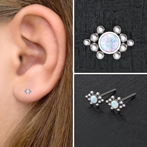 Opaal kleine oorknopjes, eenvoudige post oorbellen, chirurgisch staal alledaagse oorbel hengsten, minimalistische push oorbellen, kleine elegante oorbellen