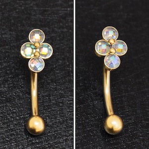 CZ Joyería para cejas Acero quirúrgico, Piercing Rook, Piercing con barra curva 18 g 16 g 14 g, Anillo para cejas, Piercing Rook, Barra para cejas