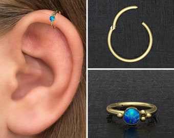 Anneau Cartilage Helix V-Shape 16G Avec CZ - Clicker Or Chirurgical 8/10/12mm Pour Daith, Conch, Tragus, Rook, Septum, Nez - OUFER Bijoux