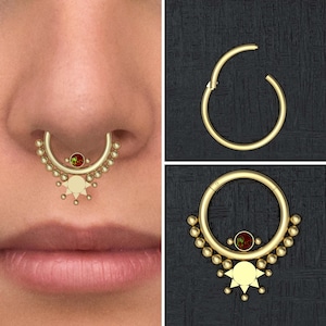 Opal Septum Clicker Hoop Surgical Steel, Daith Clicker Earring, Septum Ring, Daith Piercing, Septum Jewelry, Septum Hoop, Daith Earring