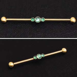 Barre industrielle en acier chirurgical 14 g, Piercing d&#39;haltères droit, Bijoux piercing industriel CZ, Boucle d&#39;oreille échafaudage, Barre industrielle