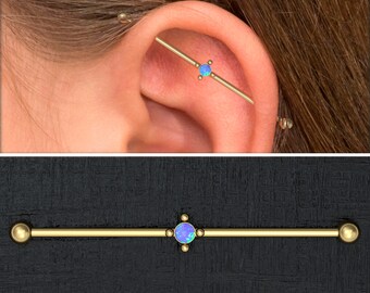 Industrial Piercings Pink Gem Wire Wrapped Industrial Barbell Scaffold Ear Earring 14g Surgical Steel Body Jewelry
