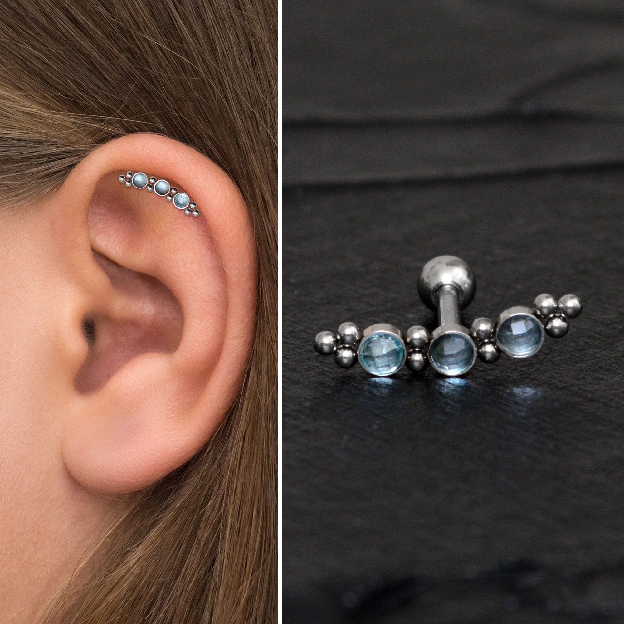 Curved Bar Piercing Surgical Steel, Cartilage Curved Stud Earring
