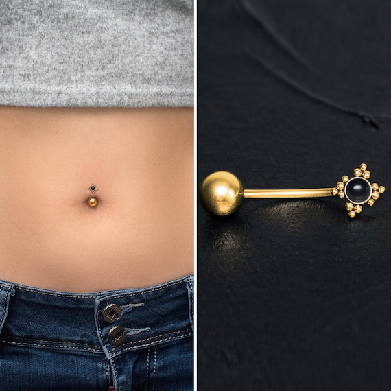 Surgical Steel Belly Ring Onyx Belly Button Ring 16g 14g Navel Piercing Belly Piercing Curved Barbell Piercing Body Piercing Etsy Canada