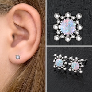 Surgical Steel Tiny Stud Earrings, Simple Post Earrings Opal, Small Earring Studs, Push Back Earrings, Shape Earrings, Everyday Earring