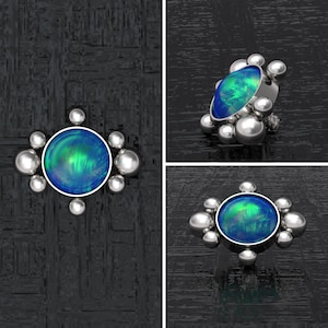 Opal Dermal Jewelry Surgical Steel, Dermal Top, Internally Threaded Dermal Piercing, Dermal Anchor Top 16g 14g, Body Piercing Jewelry