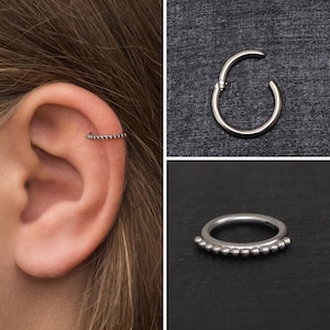 Tragus Jewelry, Titanium Cartilage Earring, Conch Earring Implant Grade, Forward Helix Earring, Rook Ring, Cartilage Clicker Ring