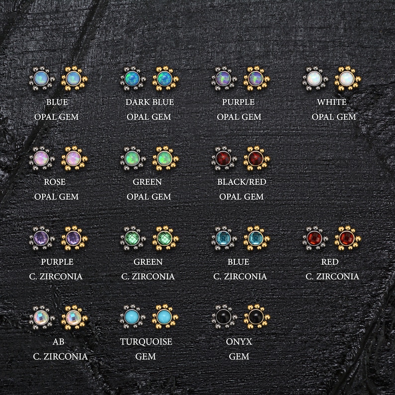 Microdermal Top Body Piercing Jewelry Surgical Steel Dermal Top Onyx Dermal Piercing Internally Threaded Dermal Jewelry 16g 14g