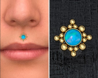 Lip Ring Opal, Bioflex Lip Jewelry, Medusa Jewelry, Lip Stud, Monroe Stud, Philtrum Labret Piercing, Labret Stud, Lip Labret