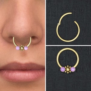 Opal Septum Clicker Hoop Surgical Steel, Daith Clicker Earring, Septum Ring, Daith Piercing, Septum Jewelry, Septum Hoop, Daith Earring