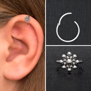 Tragus Hoop Surgical Steel, Conch Hoop, Clicker Hoop, Cartilage Hoop Earring, Tragus Ring, Forward Helix Jewelry, Rook Earring