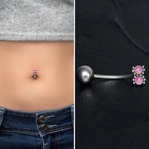 Opal Belly Button Ring Surgical Steel, Belly Ring, Navel Piercing, Belly Piercing, Curved Barbell Ring, Body Piercing Jewelry 16g 14g