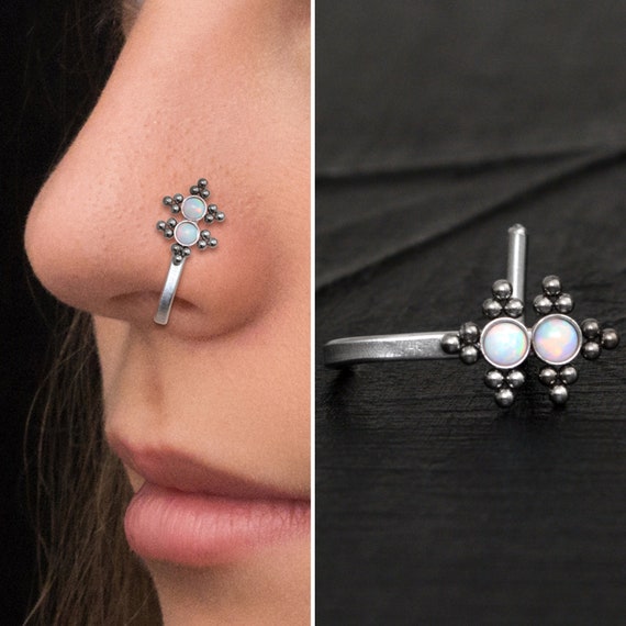Buy Silver & White Nose Pins for Girls by Eloish Online | Ajio.com