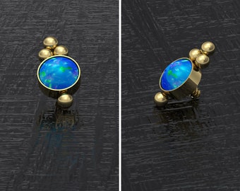 Surgical Steel Dermal Top Opal, Internally Threaded Dermal Jewelry