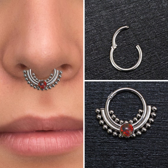 Opal Septum Clicker Hoop Titanium Implant Grade Daith Earring Septum Ring Daith Piercing Septum Jewelry Septum Hoop Daith Hoop Etsy Canada