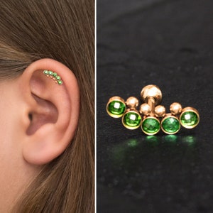 Cartilage Stud Earring CZ, Surgical Steel Curved Bar Stud Earring, Cartilage Curved Earring, Helix Earring, Barbell Earring