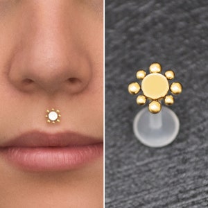 Bioflex Medusa Lip Piercing, Lip Jewelry, Monroe Lip Stud 16g, Philtrum Piercing Jewelry, Labret Jewelry, Flat Back Stud