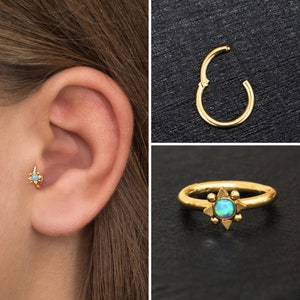 Cartilage Piercing Surgical Steel, Opal Rook Jewelry, Tragus Earring Hoop, Conch Hoop, Forward Helix Hoop, Cartilage Clicker Earring