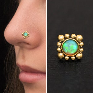 Surgical Steel Nose Screw Stud Opal, Nose Bone Stud, Nose Stud Screw, Nose Ring, Nostril Piercing, Nose Jewelry 22g 20g 18g 16g