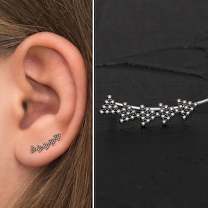 Surgical Steel Ear Crawler Earrings, Climber Earrings, Vine Earrings, Ear Sweep, Climbing Ear Cuff Earrings, Curved Stud Earring