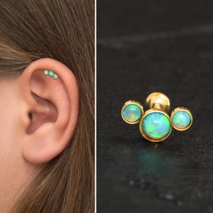 Opal Cartilage Curved Earring Surgical Steel, Helix Stud, Curved Cartilage Earring Stud, Helix Curved Barbell Earring, Helix Piercing