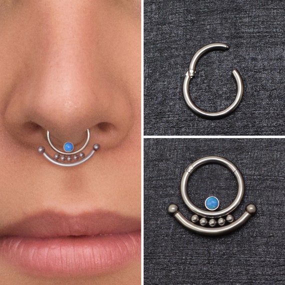 Surgical Steel Septum Ring Opal Daith Earring Septum Jewelry Daith Jewelry Septum Hoop Daith Piercing Septum Clicker Earring Etsy Canada