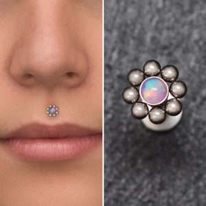 Lip Ring Opal, Surgical Steel Lip Jewelry, Medusa Jewelry, Lip Stud, Monroe Stud, Philtrum Labret Piercing, Labret Stud, Lip Labret