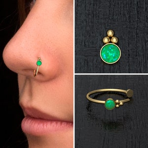 Fake Nose Ring Opal, Surgical Steel Nose Cuff, Ear Cuff, Fake Piercing, Cartilage Cuff, Clip On Nose Ring, Indian Nose Ring