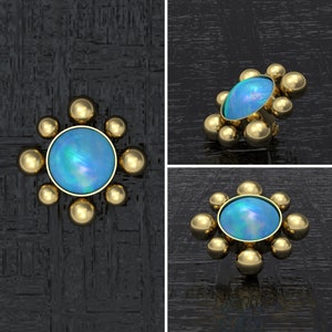 Opal Dermal Jewelry Surgical Steel, Dermal Top, Internally Threaded Dermal Piercing, Dermal Anchor Top 16g 14g, Body Piercing Jewelry