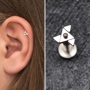 Tragus Earring Surgical Steel, Flat Back Cartilage Earring Stud, Conch Stud, Forward Helix Jewelry, Tragus Ring, Labret Piercing