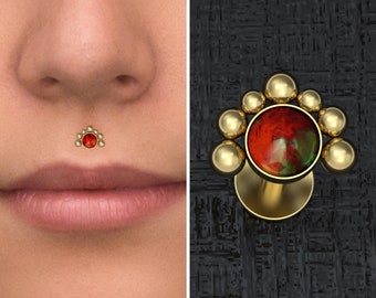 Surgical Steel Lip Ring Opal, Lip Jewelry, Medusa Piercing Jewelry, Monroe Piercing, Philtrum Jewelry, Labret Earring, Lip Stud 16g