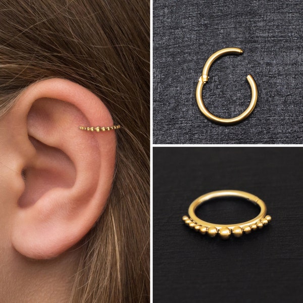 Cartilage Piercing Surgical Steel, Rook Jewelry, Tragus Earring Hoop, Conch Hoop, Forward Helix Hoop, Cartilage Clicker Earring