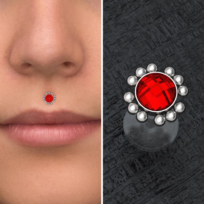 CZ Lip Labret Medusa Piercing Bioflex Labret Jewelry Medusa Etsy