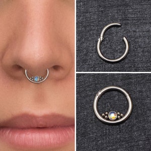 Daith Earring Titanium, CZ Septum Ring 16g, Implant Grade Septum Clicker Earring, Daith Jewelry, Septum Hoop, Daith Clicker Hoop