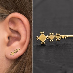 Acier chirurgical, Boucles d'oreilles grimpeur, Boucles d'oreilles incurvées, Boucles d'oreilles épingles d'oreille, Boucles d'oreilles montantes, Boucles d'oreilles Cff