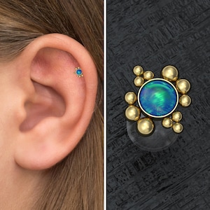 Bioflex Forward Helix Earring Stud, Opal Conch Earring, Tragus Stud, Cartilage Piercing, Tragus Piercing, Labret Stud Earring