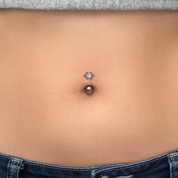 Navel Ring Titanium Implant Grade CZ Belly Button Piercing Navel Stud Curved Barbell Ring Belly Bar Body Piercing 16g 14g Etsy
